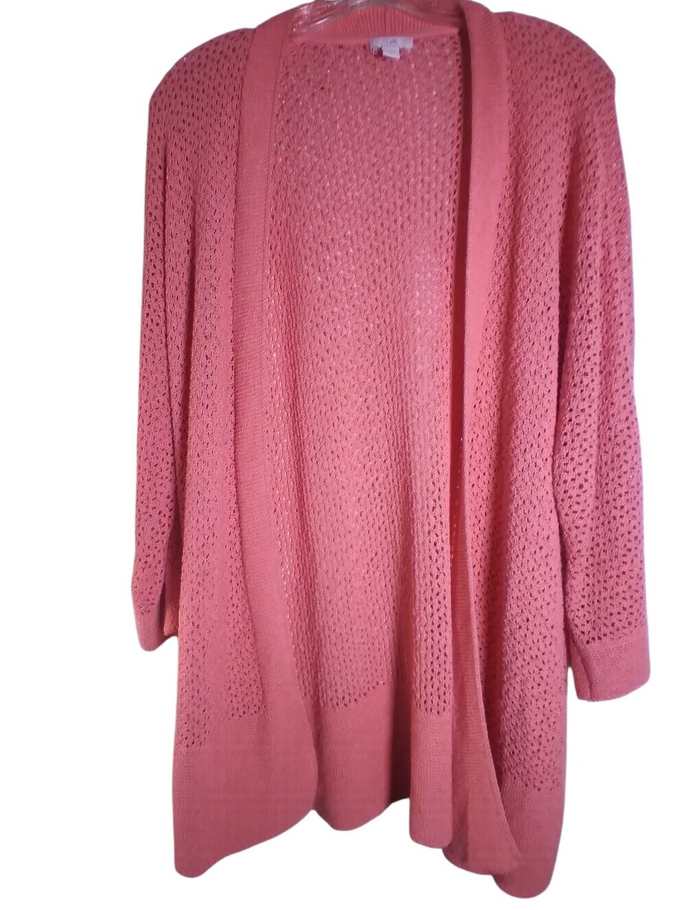 J Jill Coral Open Cardigan 3/4 Sleeve Size M Casual Cozy Fall Minimalist